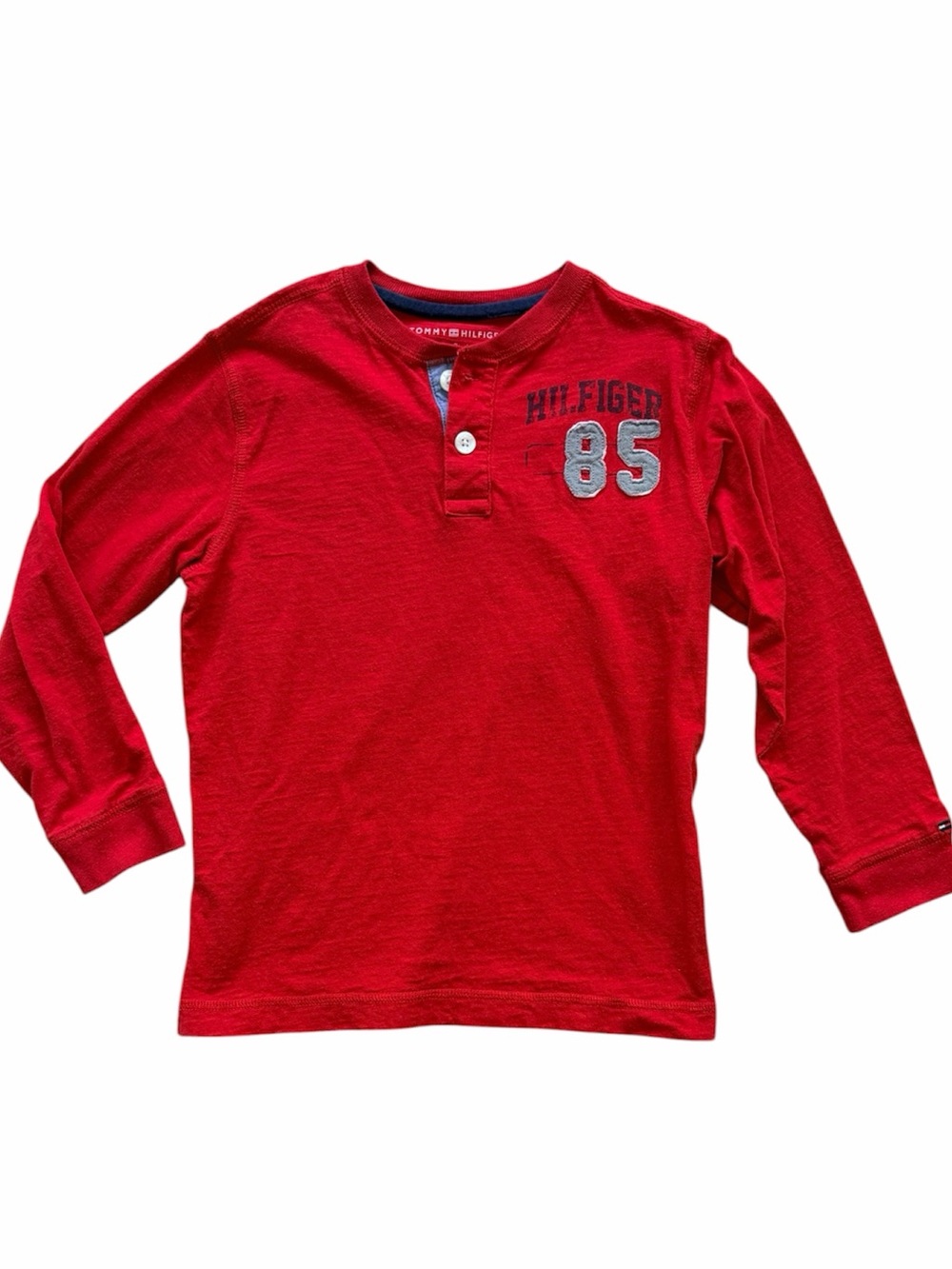TOMMY HILFIGER Red Henley Long Sleeve T Shirt